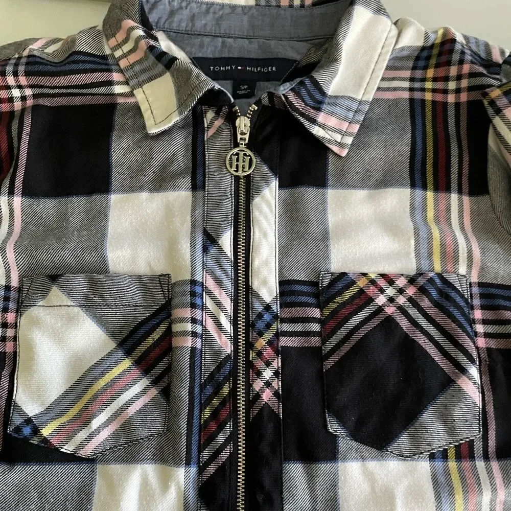Tommy Hilfiger Plaid Zip Up Popover Shirt Size Small